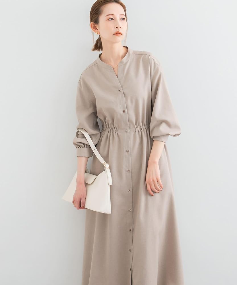 極美品　アーバンリサーチロッソ　ウォッシャブルシャツワンピース　モカ　ベージュ 極美品 アーバンリサーチロッソ ウォッシャブルシャツワンピース